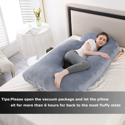 J-Shaped Pregnancy Pillow - Full-Body Support with Removable Cover