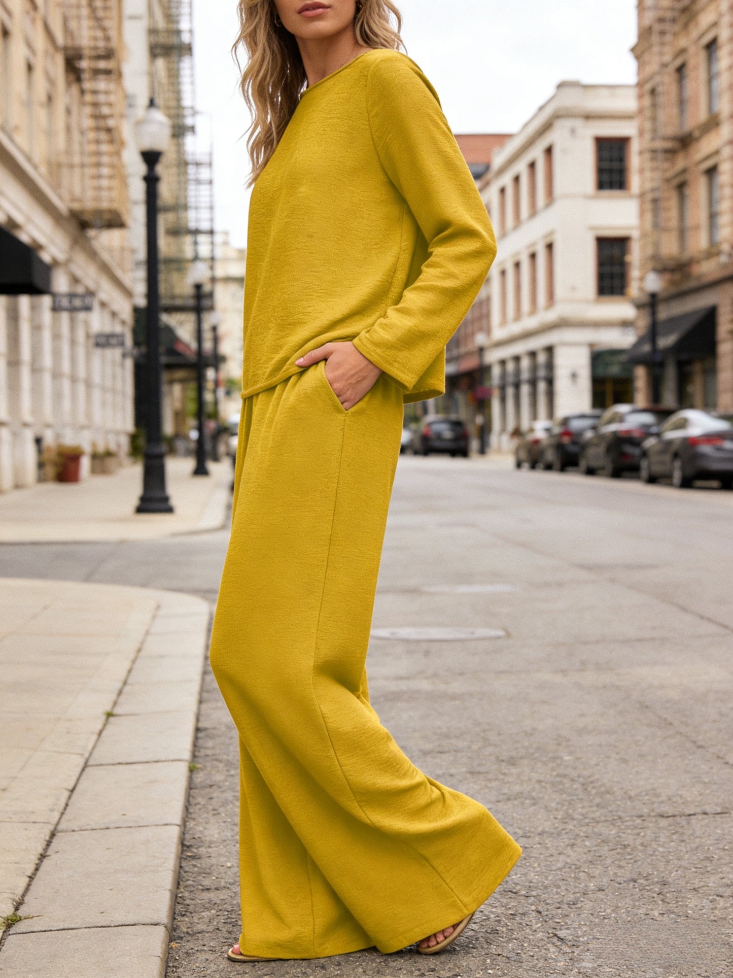 6pcs/3 Sets Fashionable Casual Long Sleeved Spring And Autumn Women'S Set, Solid Color Long Sleeved Top+solid Color Long Pants Set, Suitable For Daily Wear And Vacation In Spring And Autumn