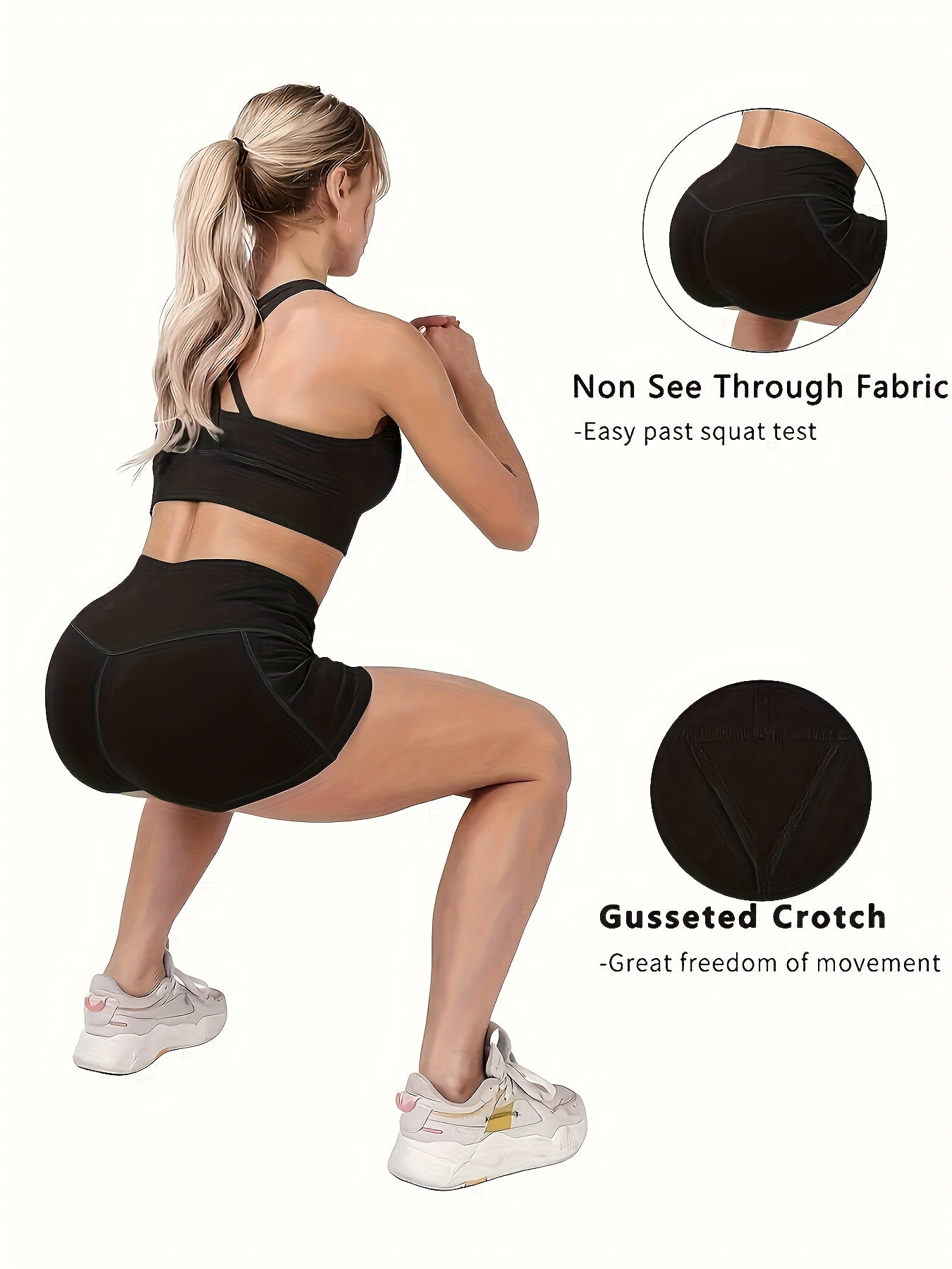 Set of 3 High-Waisted Sports Shorts for Women, Ideal for Yoga, Fitness, And Running, Featuring Pockets