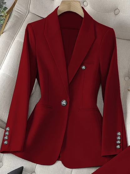 Solid Color Single Button Long Sleeve Single-Breasted Waistcoat Suit Pants Two-Piece Set