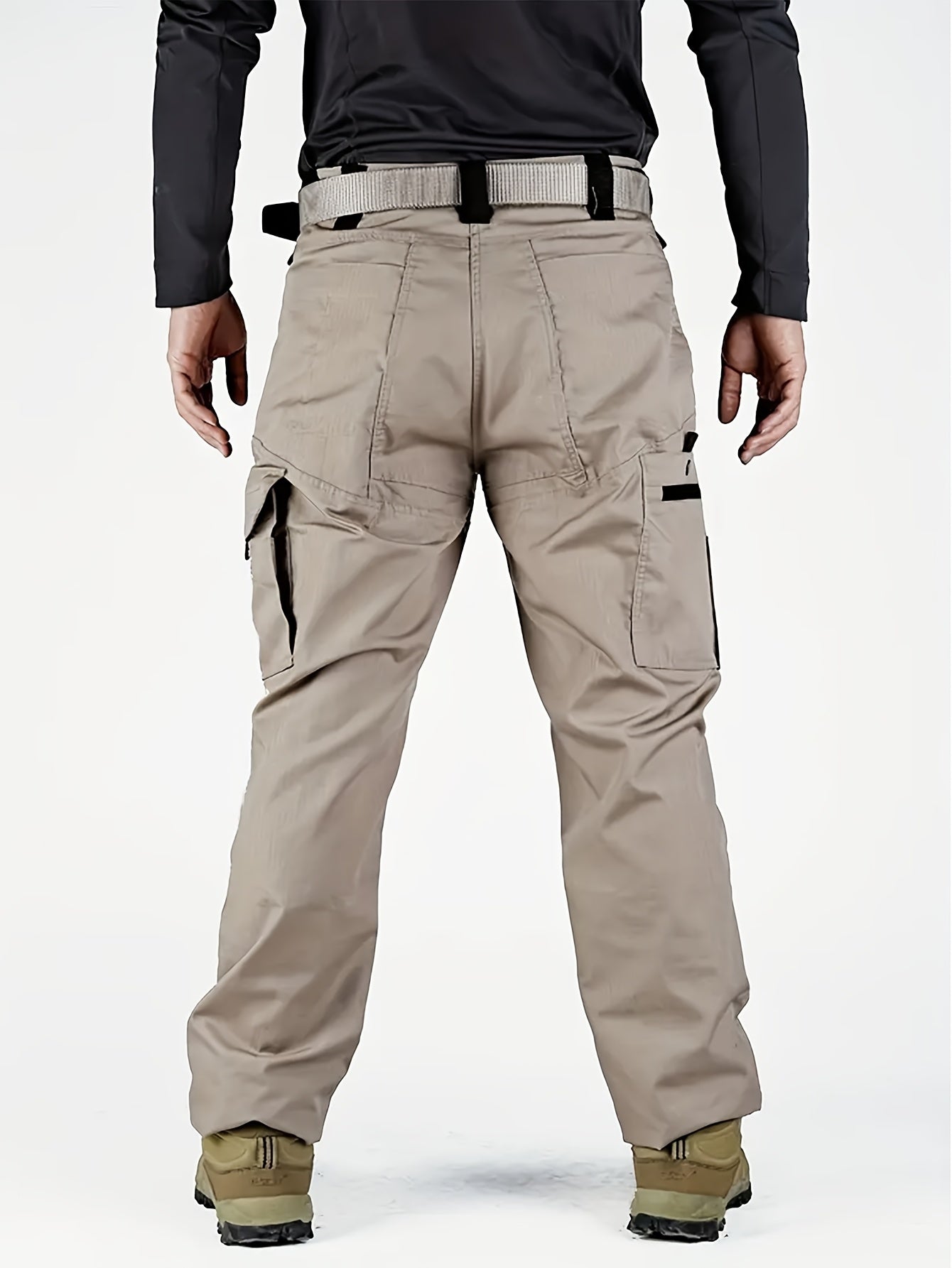 2pcs Set, Men'S Outdoor Cargo Pants, Multi-Functional Pockets, Lightweight, Ripstop, Durable Work Pants, for Camping Hiking Fishing, Suitable for Spring Summer And Autumn Seasons