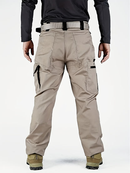 2pcs Set, Men'S Outdoor Cargo Pants, Multi-Functional Pockets, Lightweight, Ripstop, Durable Work Pants, for Camping Hiking Fishing, Suitable for Spring Summer And Autumn Seasons