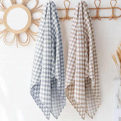 Ultra Soft Checkered Muslin Baby Blanket Pack of 2 Blankets for Babies And Toddlers Boys Newborn 40 X 40 Inches