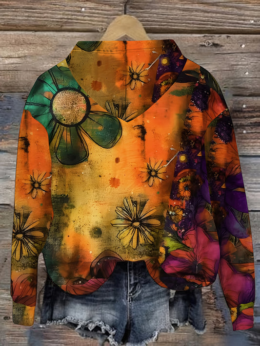 Women'S Casual Fashion, Outdoor Long-Sleeve Hoodie - Featuring a Unique 3D Digital Print, Stretchy Round-Neck Top, Comfortable for All Seasons, Made from Opaque Fabric, Machine Washable for Easy Care, with Pocket Style And Drawstring Detail