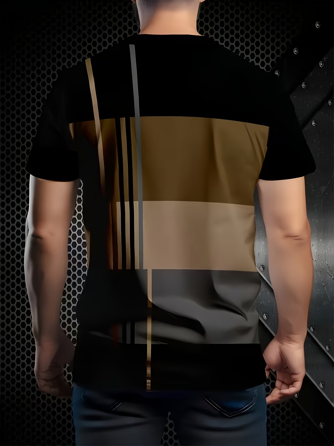 3pcs Men's Moisture Wicking Breathable Short Sleeve T Shirts Color Block Round - product view 2