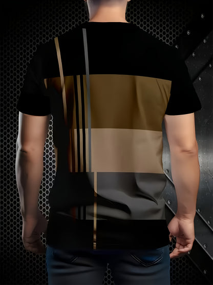 3pcs Men's Moisture Wicking Breathable Short Sleeve T Shirts Color Block Round - product view 2