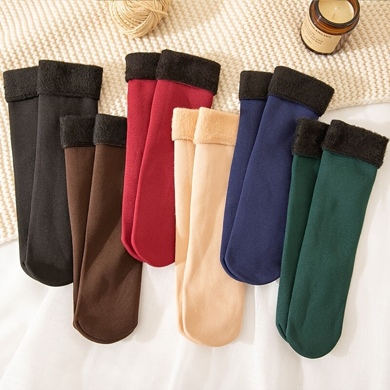 7 Pairs of Ultra-Warm Unisex Thermal Socks - Soft, Breathable, And Stretchy Mid-Calf Boot Socks for Cold Weather - Fleece Lined, Solid Color, Hand Wash Recommended for Long-Lasting