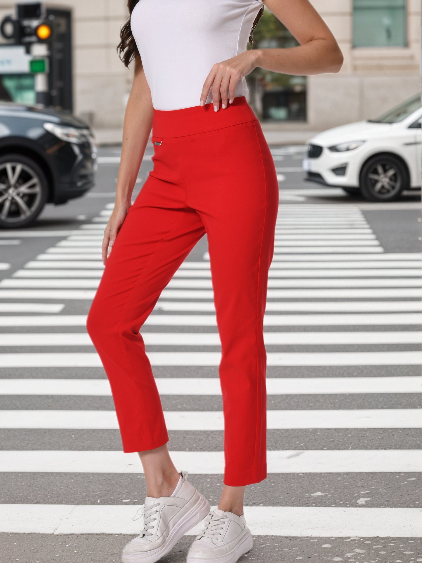 Pull On Solid Millennium Super Stretch Fabric Ankle Pant for Women with During