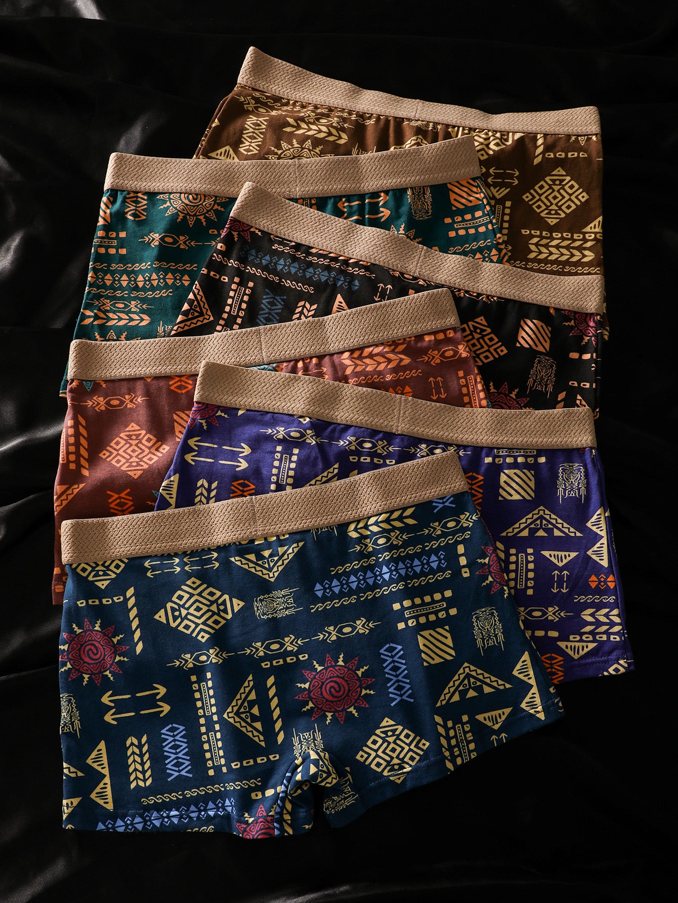 6pcs BIWEIER Women's Trendy Printed Boyshorts, High-end and Light Luxury, Soft and Comfortable, Ethnic Retro Style Underwear, Suitable for Women's Casual Sports and Home Commuting, Valentine's Day Gift