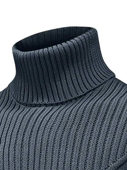 Men's Mature Casual Vintage Twisted Turtleneck Knit Pullover