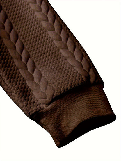 [Brown Hooded Jacket] Stylish Brown Men'S Hooded Jacket| Long Sleeve, Casual Knit Zip-Up with Pockets, All-Season Wear
