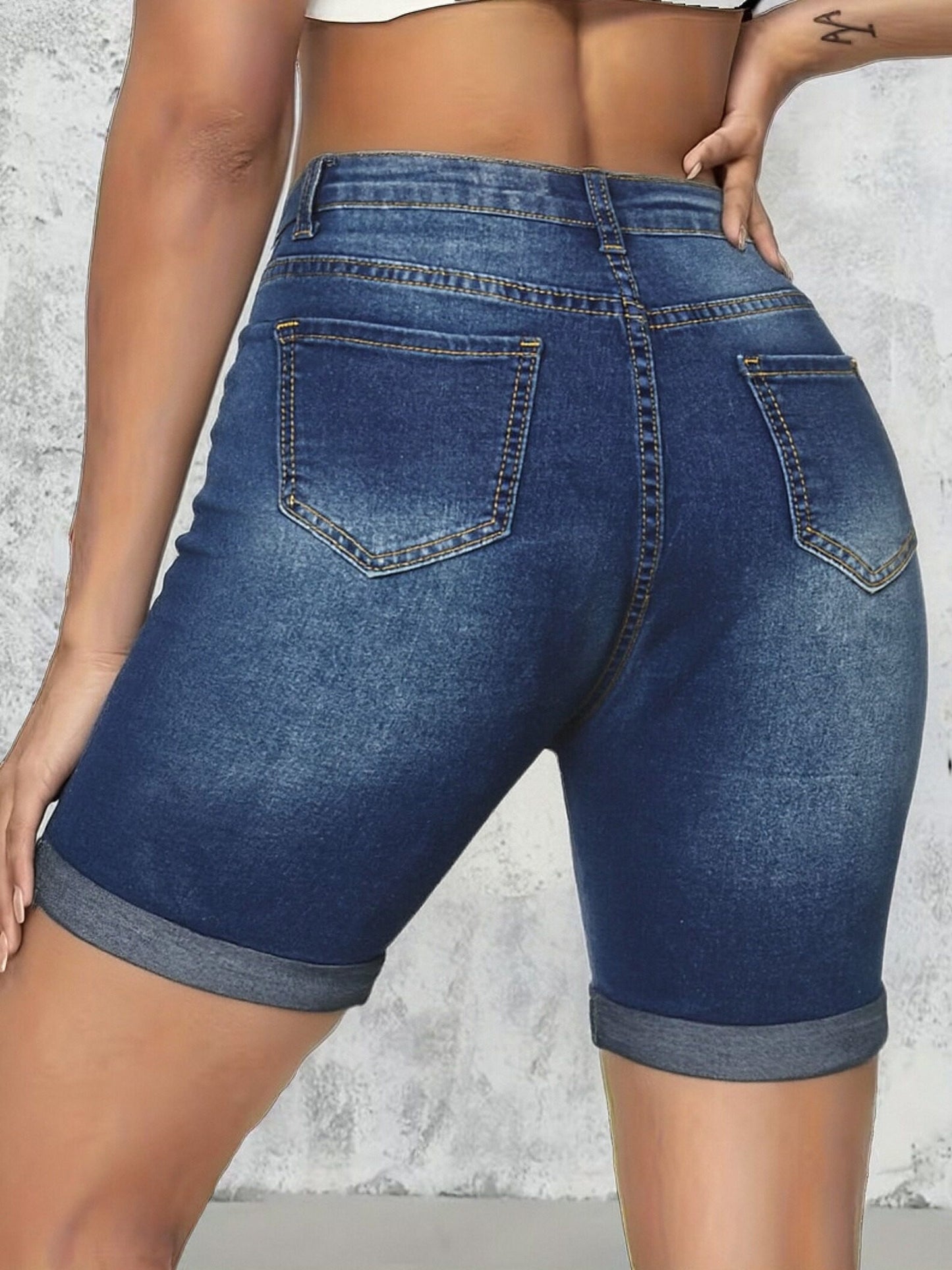 Women's Medium Blue Denim Denim Shorts - product view 10