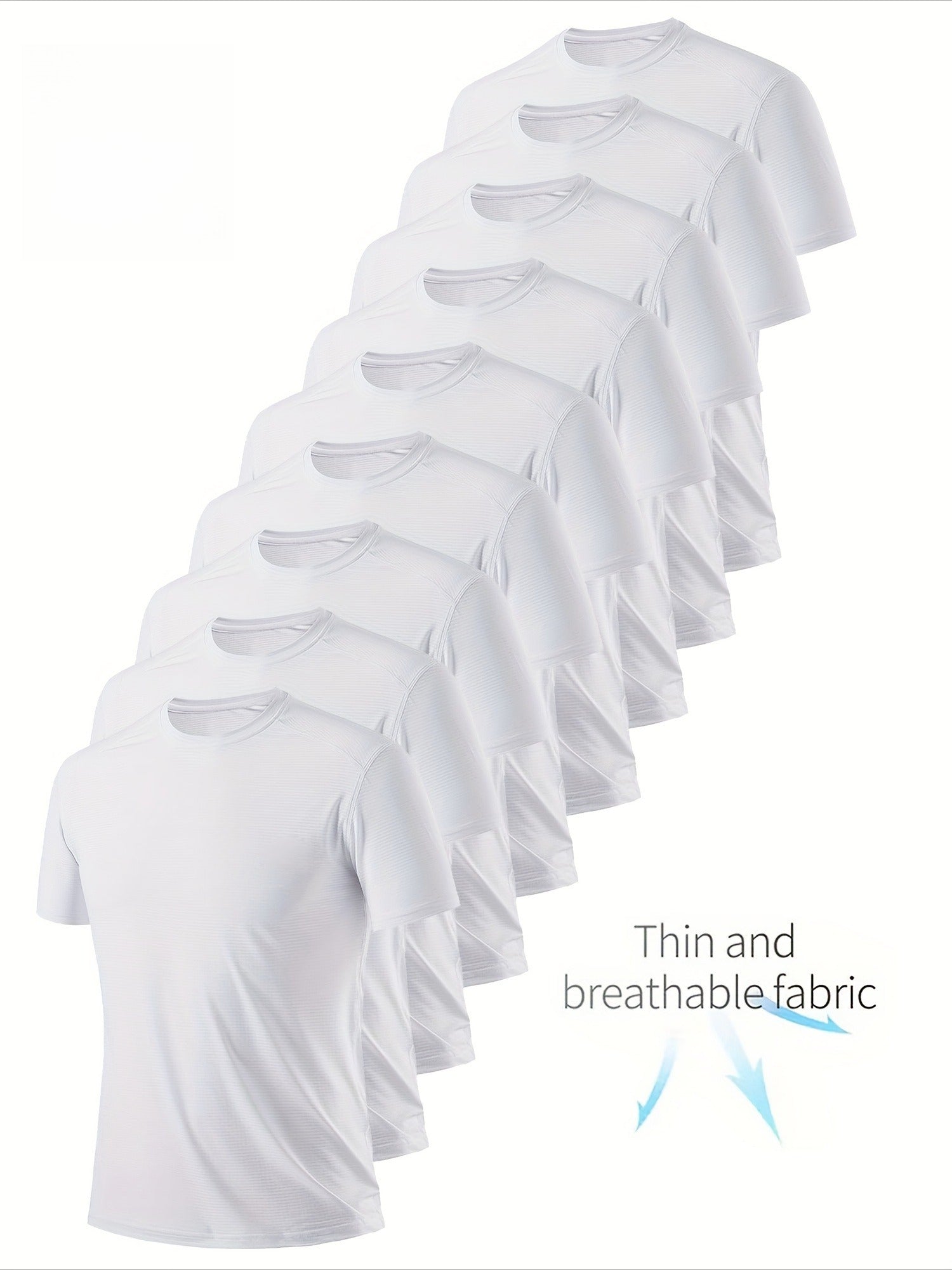 Men's White 9pcs Polyester Short-Sleeve T-Shirt - product view 6
