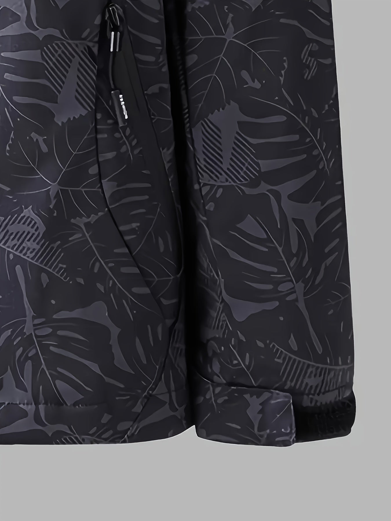 Women's Lightweight Windproof Hooded Jacket - Casual Zip-Up Outdoor Raincoat with Tropical Leaf Print, Removable Hood & Adjustable Cuffs for Spring Summer Fall,, Travel, Camping, Camping Gear, Apparel, Durable Zipper Closure