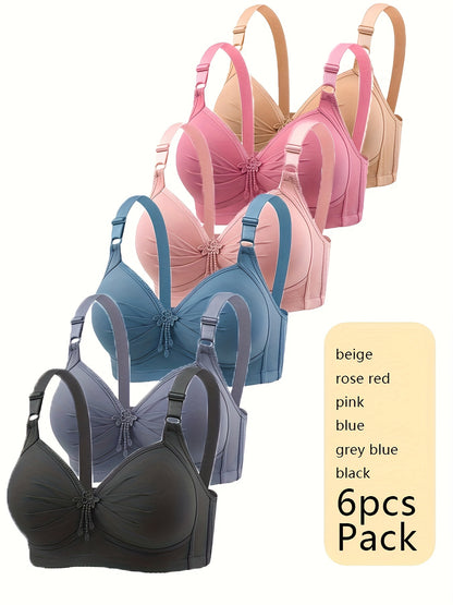 6pcs Set of Women's Sexy Wireless Seamless Push-Up Bras