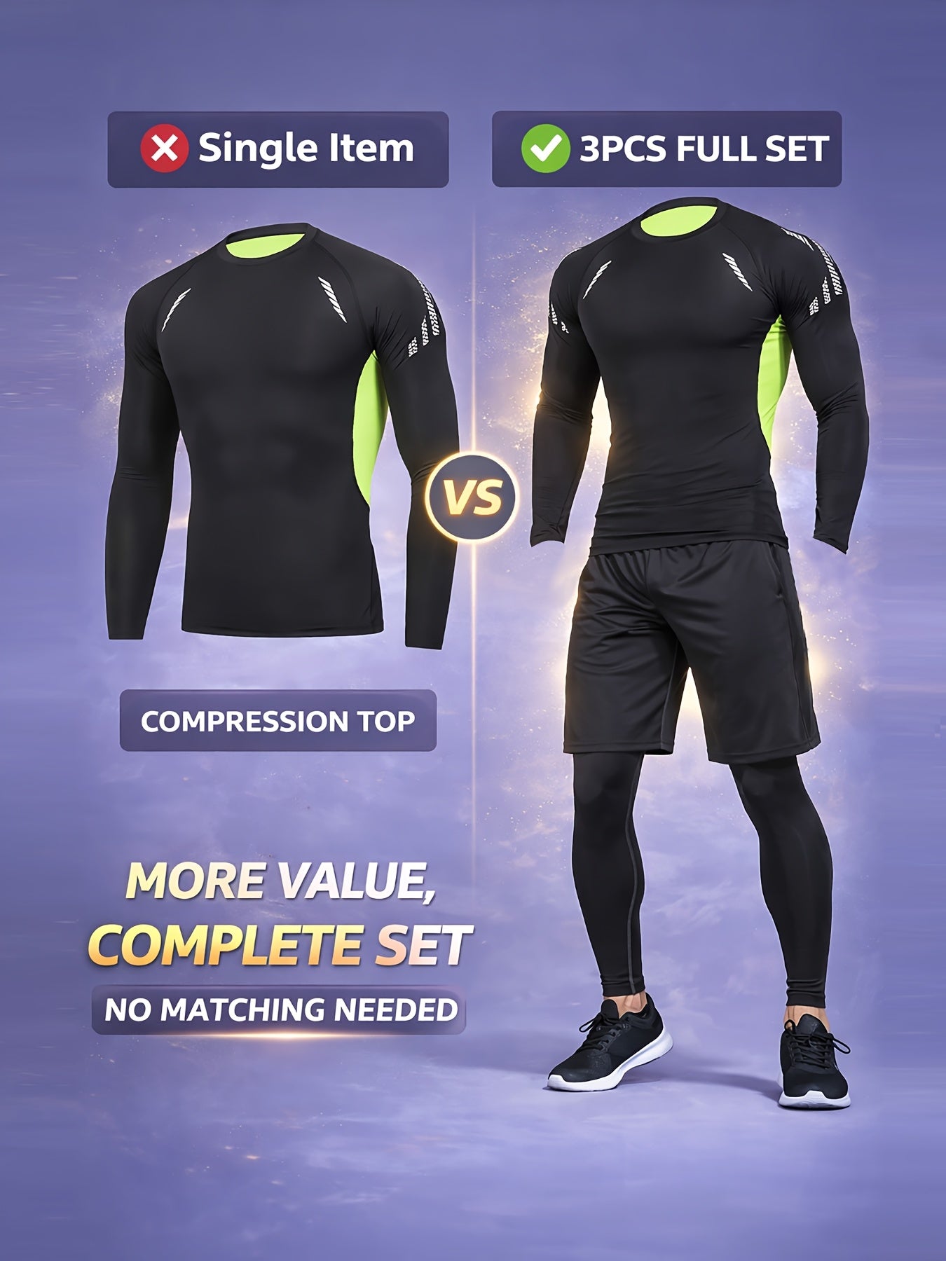3pcs Men'S Quick-drying CompressionSports, Suit Summer Gym Running Training Clothes, High Elastic Breathable Morning And Night Running Cycling Mountaineering Hiking Fitness Sportswear, Fishing Sun Shirt, Father'S Day Gifts