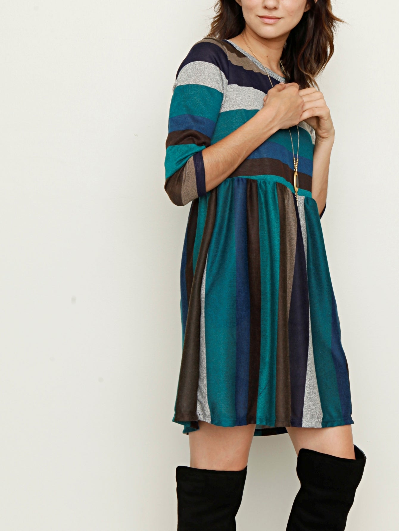 Light Grey Polyester Ruffle Tiered Dress - product view 38