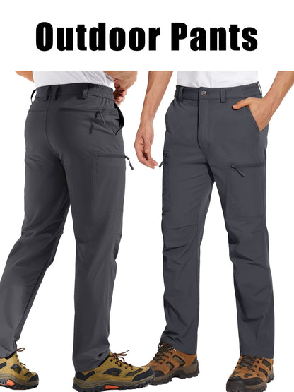 Men'S Cargo Pants Spring Hiking Trousers Quick-Dry Ripstop Stretch Fabric Breathable Moisture-Wicking Lightweight Elastic Waist And 3D-Cut 6 Pockets Outdoor Pants for Fishing Travel Camping, Work in Spring And Summer