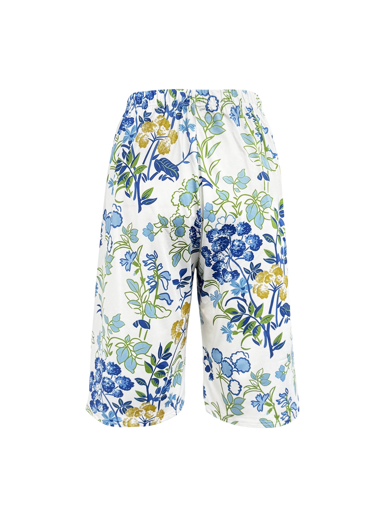 Spring And Summer Romantic Vacation Style Beautiful Floral Print Wide-leg Shorts for Women, Loose And Comfortable Draping Cool Shorts