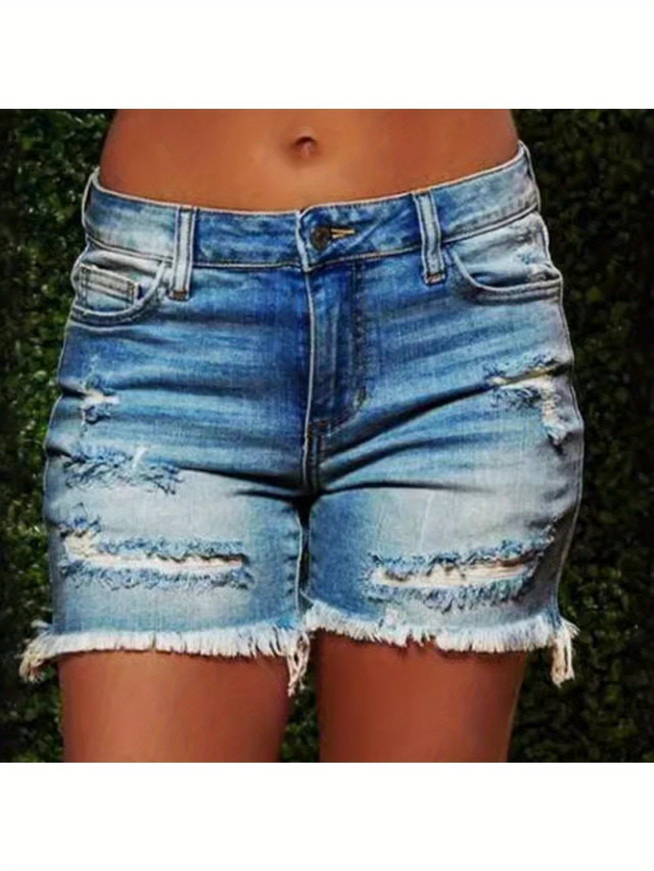Women'S Distressed Denim Shorts: Featuring a Frayed Hem, High Waist, Slim Fit, Stylish & Trendy, Ideal for Summer, Eye-Catching Design!