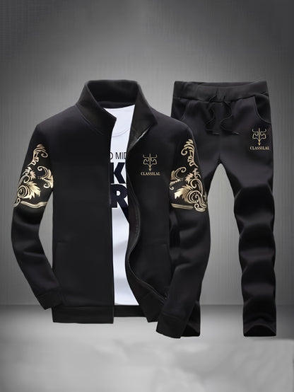 Spring And Autumn Style Men'S Zipper Open Cardigan Sports Suit