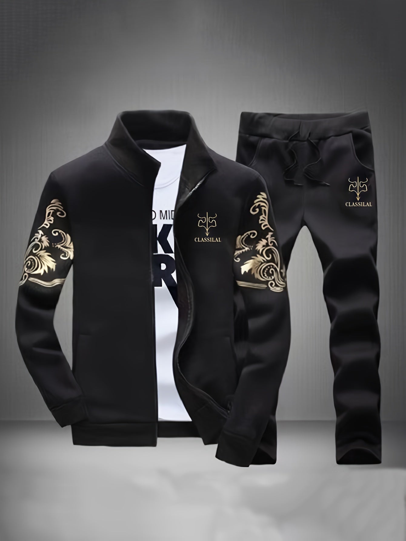 Spring And Autumn Style Men'S Zipper Open Cardigan Sports Suit