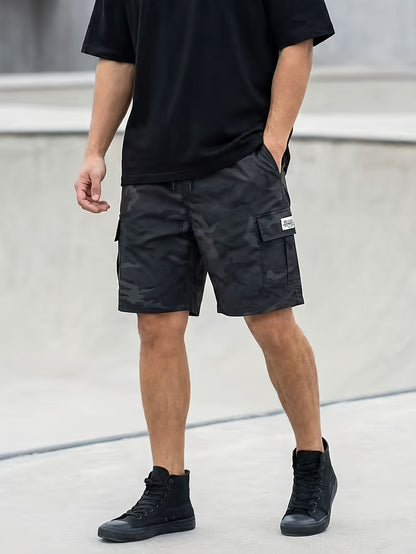 3-Pack Men'S Cargo Shorts, Solid Color Camouflage Series, Casual Athletic Shorts - Multi-Pocket Ripstop, Adjustable Waist (Black, Gray, Khaki) - Outdoor & Travel