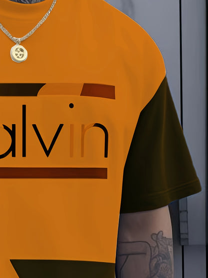 Men's Large Size Oversized T-Shirt - Full-Body 3D Letter Print Modern Typography Top, Loose Fit Round Neck Short Sleeve Casual Shirt Suitable for Spring/Summer Wear, Durable Digital Print Blouse Style for Tall Males (Machine Washable), PLUS SIZE