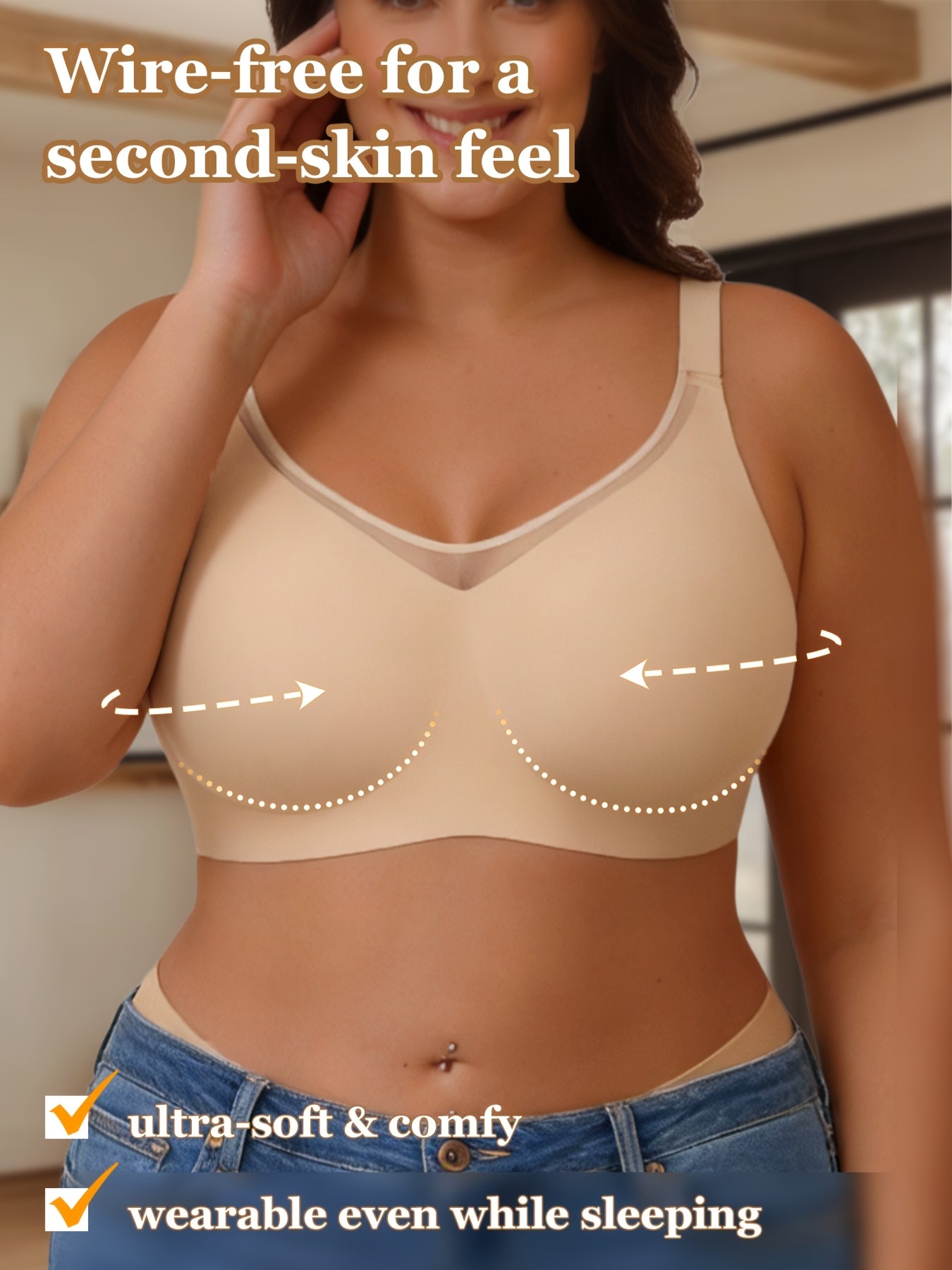 Women's Black Mesh V-Neck Bra - product view 28