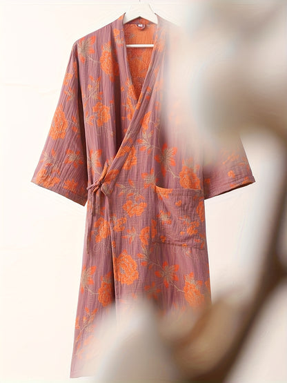 A Fashionable Thin Bathrobe, Plain Weave Gauze Bathrobe, Pure Fabric, Wearable Bath Towel, Quick Drying And Absorbent, Swimming, Bathing, Beach Vacation, Adult Plus Size Gauze Nightgown, Can Be Worn Externally.
