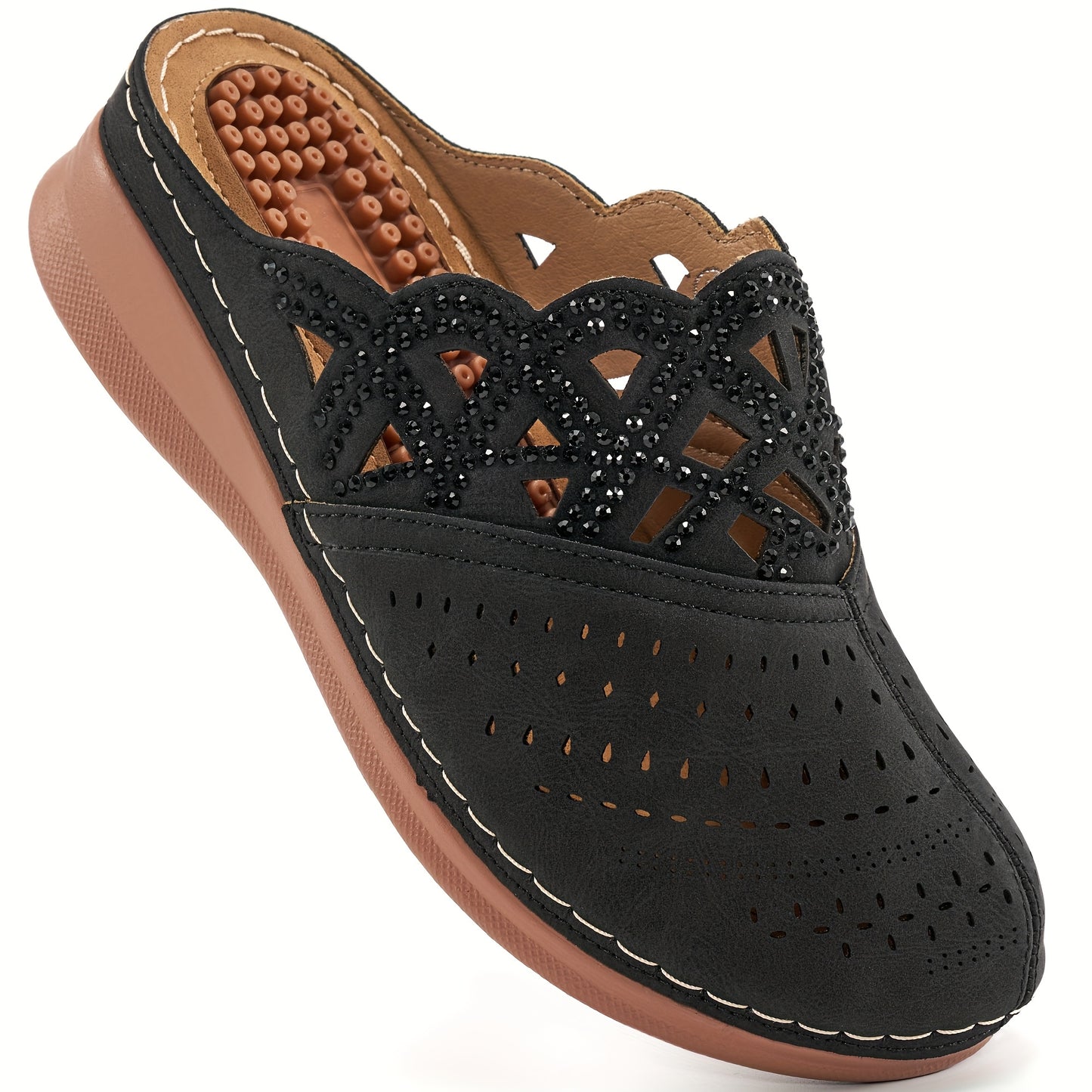 Women's Comfortable Wedge Sandals - Arch Support, Platform, Hollow Out Design, Perforated Toe, Heel Cushion, Perfect for Casual Outdoor Summer