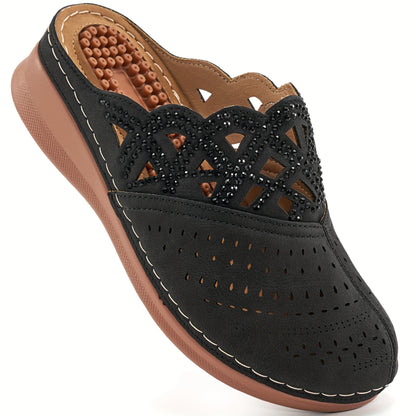 Women's Comfortable Wedge Sandals - Arch Support, Platform, Hollow Out Design, Perforated Toe, Heel Cushion, Perfect for Casual Outdoor Summer