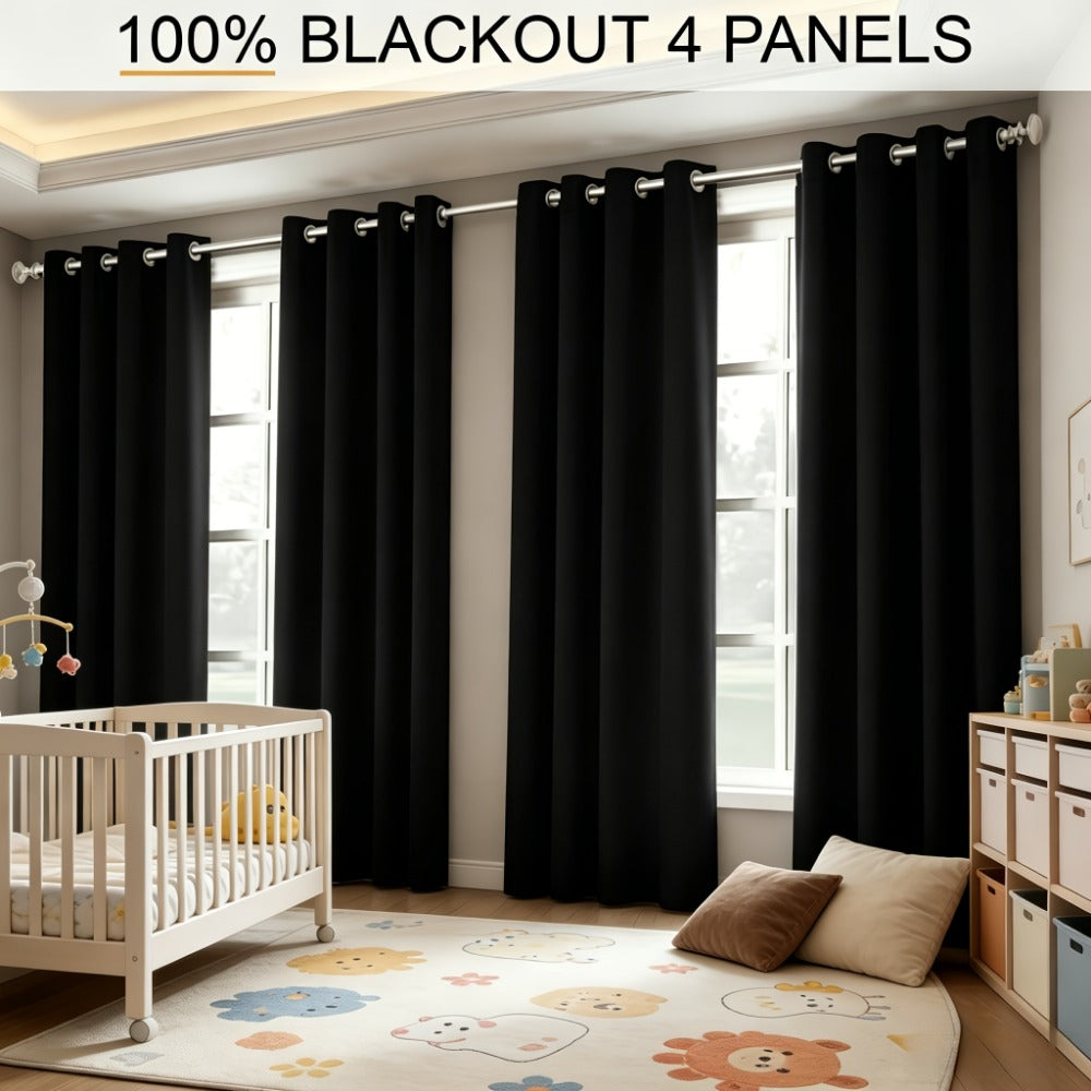 4-Piece Blackout Curtain Panels - Thermal Lining for Bedroom Privacy