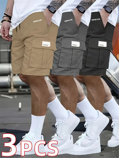 3pcs Set - Men's Shorts, Casual Loose Shorts, Perfect Choice, Large Pocket Workwear Shorts, Summer Workwear Shorts Men's Five Quarter Pants Ins Trendy Straight Leg Casual Five Quarter Shorts Couple Basketball Pants