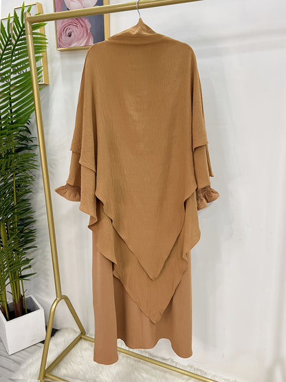 Khimar+abaya 2pcs Set Umrah Rida Set Player Abaya Set with Pockets