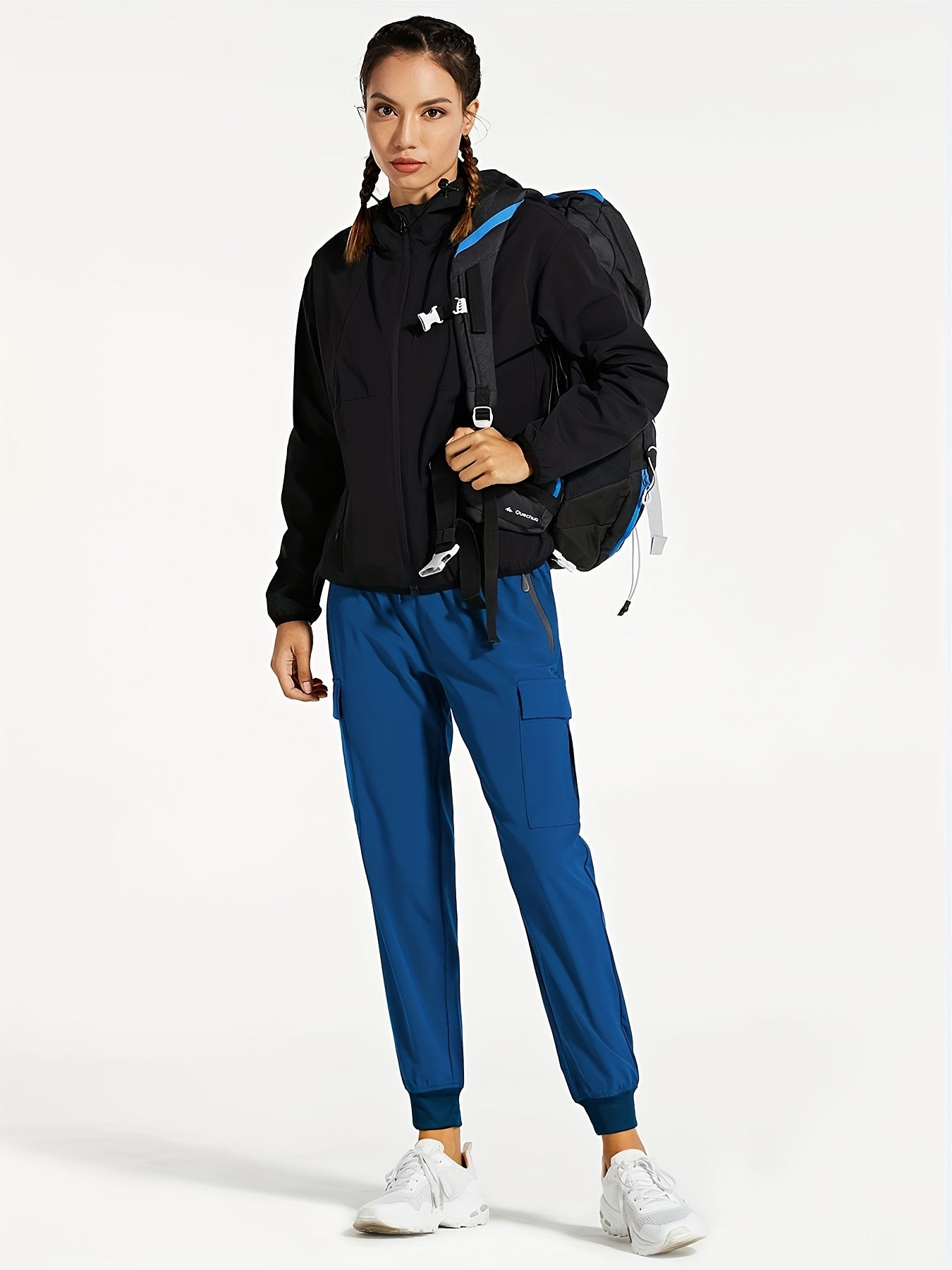 Women'S Cargo Joggers Hiking Pants Lightweight Quick Dry Camping 50+ Zippered Pockets