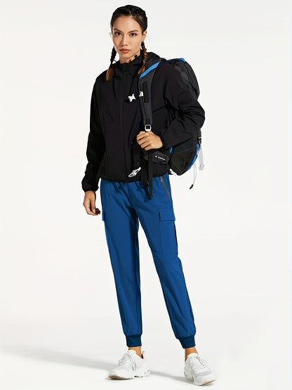 Women'S Cargo Joggers Hiking Pants Lightweight Quick Dry Camping 50+ Zippered Pockets