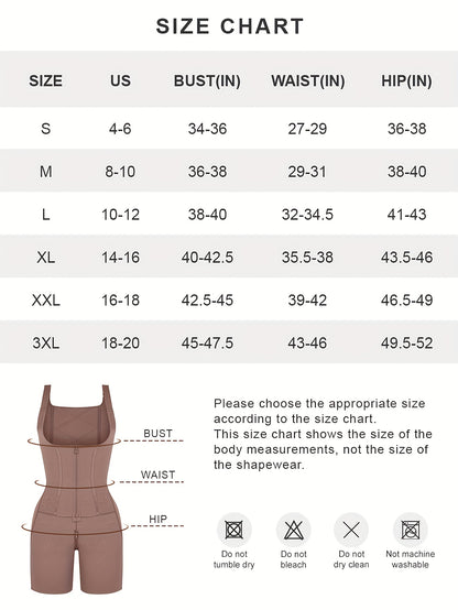 Women Plus Size 2in 1 Tummy Control Shapewear Bodysuit, Fajas Shapewear.adjust Hooks And Zipper Abdomen Trimmer Shapewear