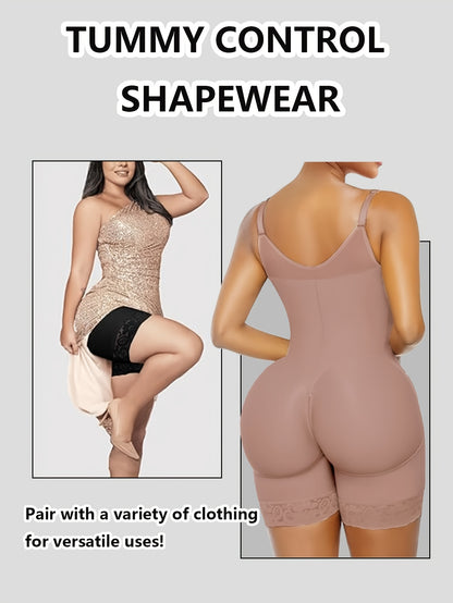 Women's Shapewear Tummy Control and Butt-Lifting Body Shaping Pants with Zippered Gusset and Detachable Shoulder Straps, the Top Choice for Summer Outfits, Waist and Abdomen Shaping Belt