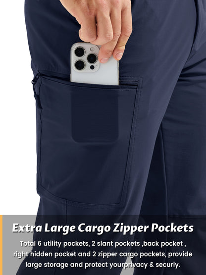 Men'S Cargo Pants Spring Hiking Trousers Quick-Dry Ripstop Stretch Fabric Breathable Moisture-Wicking Lightweight Elastic Waist And 3D-Cut 6 Pockets Outdoor Pants for Fishing Travel Camping, Work in Spring And Summer