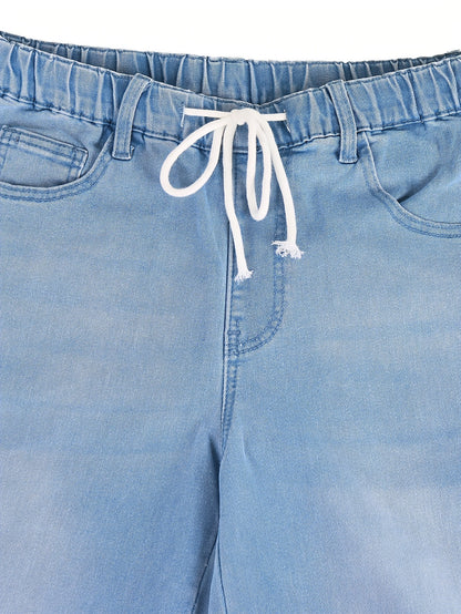 [Stretch-Waist Wide-Leg Jeans] Women's Stretch-Waist Straight-Leg Relaxed Fit Jeans Four-Season Casual High-Waisted Comfortable Wide-Leg Pants Fashionable Pants Suitable For Any Occasion
