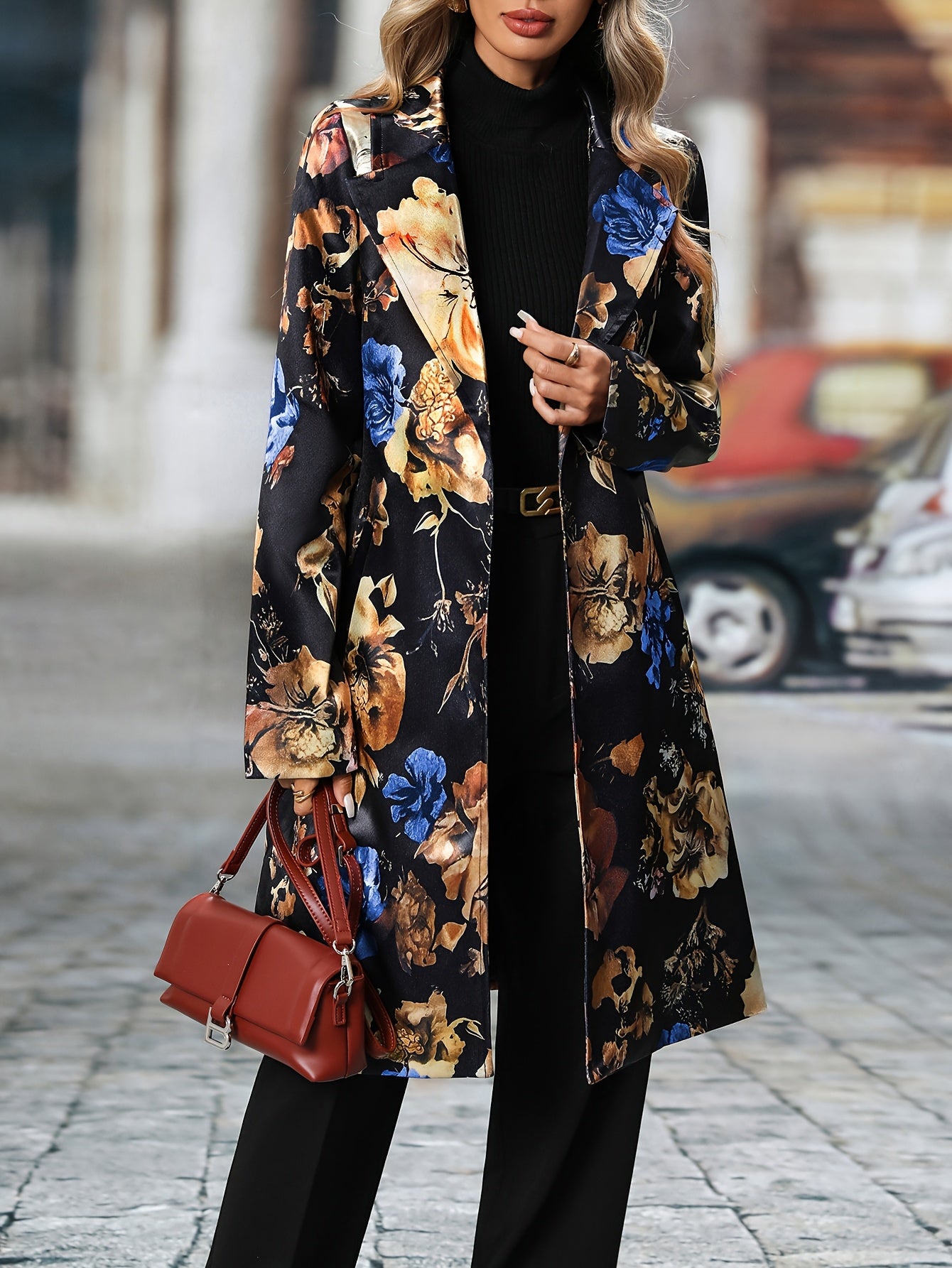 Long-sleeved Floral Pattern Single-breasted Suit Jacket