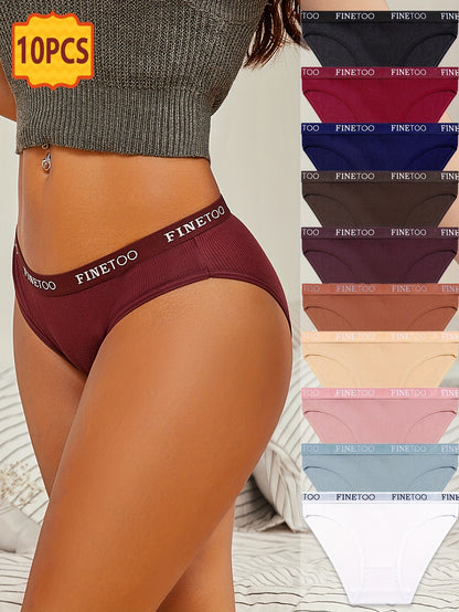 10pcs Set Of Letter Waist Underwear, Fashionable, Elegant, Breathable, Comfortable And Soft Underwear, Suitable for Daily Commuting, Women's Underwear And Underwear