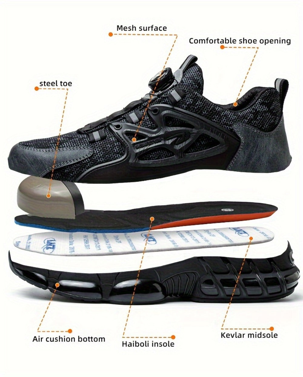 Men's Work & Safety Shoes - Puncture Resistant & Lace-Up Fit