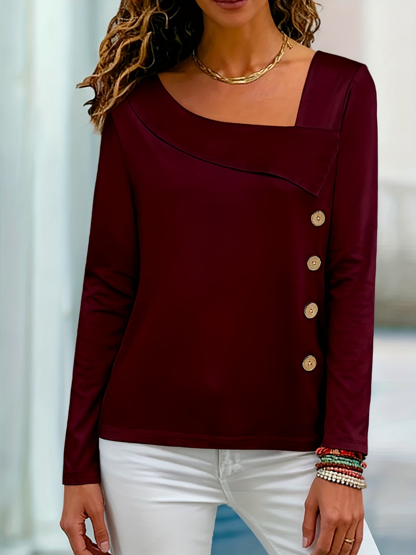 Women'S Fashion Casual Asymmetrical Long Sleeve Top