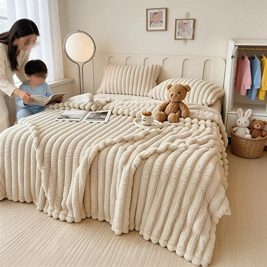 Luxury Plush Imitation Rabbit Fur Blanket - Ultra-Soft, Lightweight, Material Safety Kids Blanket, Multi-Color, Ideal for Bedcouch, Travel, Camping, Homegoods, Cozyvibes, Room, Best Gifts for Easter Sunday And Mother'S Day