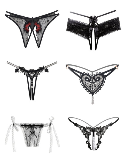 18pcs Mixed Set: Premium Lace Women'S Thong Set - Multi-style With Embroidery, See-Through Details & Adjustable Waistband. Soft & Breathable.