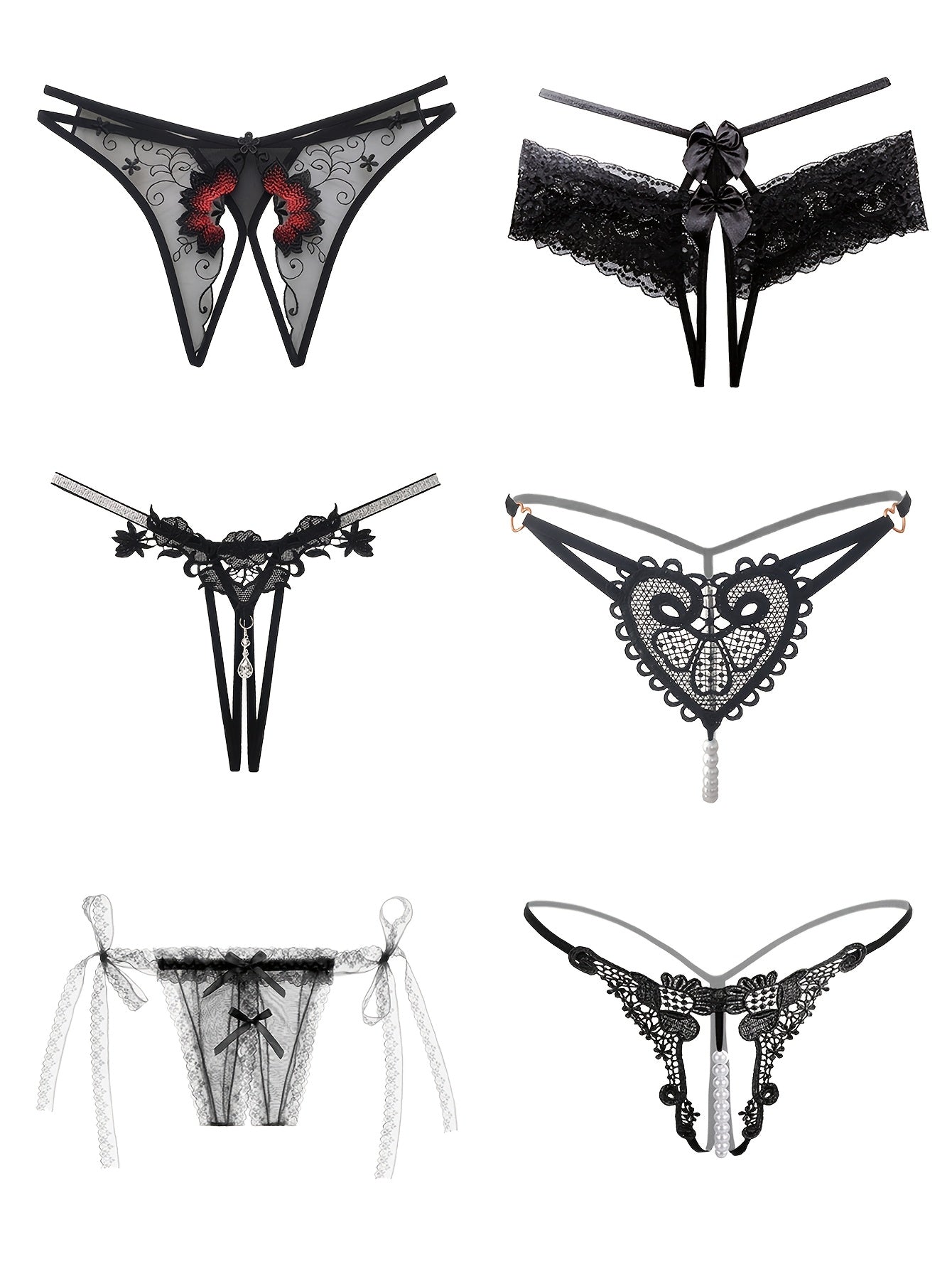 18pcs Mixed Set: Premium Lace Women'S Thong Set - Multi-style With Embroidery, See-Through Details & Adjustable Waistband. Soft & Breathable.