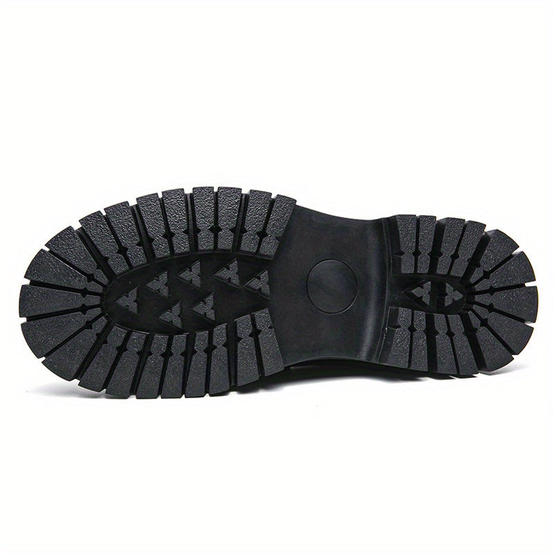 Men' S Black Soft Thick Sole Thick Heel Loafers Fashionable Tassel Business Casual Formal Work Shoes Anti Slip Protruding Ear Sole Slip Sleeve Penny Loafers
