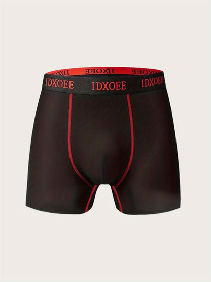 Random Color 10pcs/SET, Men'S Boxer Briefs - Breathable Athletic, High Elasticity Quick-Dry Underwear With Bold Letter Print, Glossy Knit Fabric For Gym, Casual & Casual Attire, Gym Underwear, Sporty Underwear